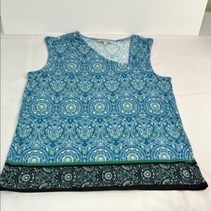 41 Hawthorn Asymmetrical Blue and White Tank Top